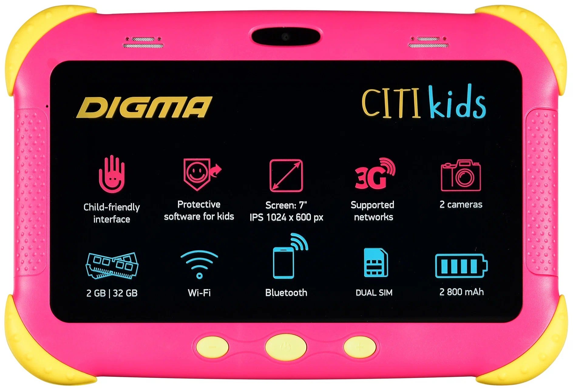 Описание Детский планшет Digma CITI Kids розовый 2G/32GB/3G/Android 9.0  [CS7216MG] купить в Иркутске в IRKSHOP.RU