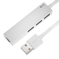 Разветвитель GCR GCR-AP03 PRO USB 2.0 на 3 порта + 10100 Мбит/с Ethernet RJ-45, белый фотографии