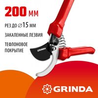 Плоскостной секатор GRINDA G-33 200 мм, закаленные лезвия, тефлоновое покрытие, пластиковые рукоятки [40211] фотографии