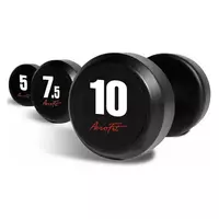 Набор обрезиненных гантелей AeroFit, 2.5-25 кг - 10 пар, шаг 2.5 кг, цвет: черный, рукоятки хромированные, вес 275 кг [AFDB2.5-25] фотографии
