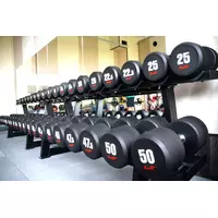 Набор обрезиненных гантелей AeroFit, 2.5-25 кг - 10 пар, шаг 2.5 кг, цвет: черный, рукоятки хромированные, вес 275 кг [AFDB2.5-25] фотографии