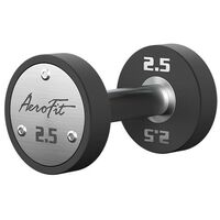 Набор полиуретановых гантелей AeroFit, 2.5-25 кг, 10 пар, шаг 2.5 кг, цвет черный, рукоятки хромированные [AFPUDB2.5-25] фотографии