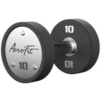 Набор полиуретановых гантелей AeroFit, 2.5-25 кг, 10 пар, шаг 2.5 кг, цвет черный, рукоятки хромированные [AFPUDB2.5-25] фотографии