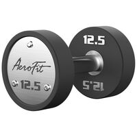 Набор полиуретановых гантелей AeroFit, 2.5-25 кг, 10 пар, шаг 2.5 кг, цвет черный, рукоятки хромированные [AFPUDB2.5-25] фотографии