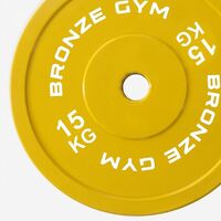 Диск калиброванный BRONZE GYM BGPLCL150 для пауэрлифтинга, желтый, 15 кг фотографии