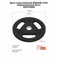 Диск олимпийский BRONZE GYM BGPLR200 обрезиненный, 20 кг фотографии