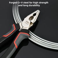 Комбинированные плоскогубцы Deli DL0004 180мм, Cr-V, эксцентриковый шарнир, антикоррозийное покрытие, трехкомпонентная прорезиненная рукоять фотографии