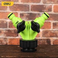 Распределитель поливочный Deli DL8797 двухканальный, 1"-3/4", внутренняя резьба, 2 вентиля, ударопрочный пластик фотографии