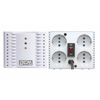 Стабилизаторы напряжения: Стабилизатор PowerCom TCA-3000 Whitex вх.187~253 В, вых. 220V±5%, 4  розетки Euro фотографии
