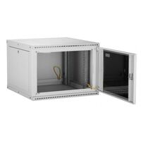 Шкафы и стойки: Настенный разборный шкаф TLK TWI-066035-R-G-GY 19", 6U, стеклянная дверь, Ш600хВ303хГ350мм, 1 пара монтажных направляющих, серый фотографии
