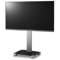Тумбы и стойки для телевизоров: Стойка под телевизор Sonorous PL 2510-B-INX 1 полка, крепеж для ТВ, max нагрузка 50кг, поворот 35o, 1460х650х500мм  (ВхШхГ),  черное стекло / ножки стального цвета фотографии