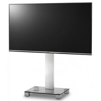 Тумбы и стойки для телевизоров: Стойка под телевизор Sonorous PL 2510-C-INX 1 полка, крепеж для ТВ, max нагрузка 50кг, поворот 35o, 1460х650х500мм  (ВхШхГ), прозрачное стекло / ножки стального цвета фотографии