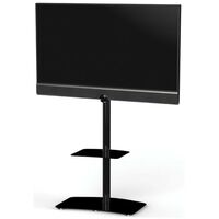 Тумбы и стойки для телевизоров: Стойка под телевизор Sonorous PL 2810 BLK-HBLK 2 полки, крепеж для ТВ, max нагрузка 30кг, поворот 35o, 1380х650х450мм  (ВхШхГ),  черное стекло / черные ножки фотографии