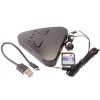 Цифровые диктофоны: Стационарный диктофон Edic-mini 3D recorder 3 микрофона, воспроизведение, динамик, одновременная запись на 2 SD карты, чувствительность до 18м, цифровая подпись, размер 20*98*98мм, 66г, пластик, автономность до 150ч фотографии