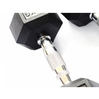 Гантели: Гантель гексагональная Original FitTools FT-HEX-30 обрезиненная, хромированная ручка, 30 кг фотографии