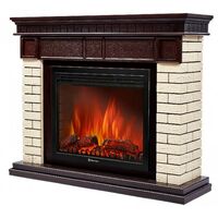 Камины: Портал Firelight Bricks 30 камень бежевый, шпон темный дуб [Bricks 30 BDO] фотографии