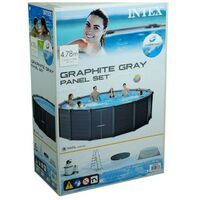 Бассейны: Бассейн каркасный Intex Graphite Gray 478х124 см песчаный фильтр насос лестница тент подстилка [26384] фотографии