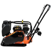 Виброплиты, вибраторы: Виброплита Samsan PC 292 двигатель SAMSAN SM200, 6.5 л.с., вес 82 кг, колеса, с баком фотографии