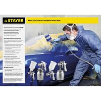 Пневмокраскопульты: Краскопульт пневматический STAYER AirPro S EA с нижним бачком, 1.4мм [06477-1.4] фотографии