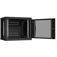 Шкафы и стойки: Настенный разборный шкаф TLK TWC-096045-R-G-BK 19", 9U, стеклянная дверь, Ш600хВ503хГ450мм, 2 пары монтажных направляющих, черный фотографии