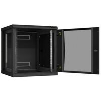 Шкафы и стойки: Настенный разборный шкаф TLK TWC-126060-R-G-BK 19", 12U, стеклянная дверь, Ш600хВ636хГ600мм, 2 пары монтажных направляющих, черный фотографии