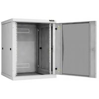 Шкафы и стойки: Настенный разборный шкаф TLK TWC-156060-R-G-GY 19", 15U, стеклянная дверь, Ш600хВ770хГ600мм, 2 пары монтажных направляющих, серый фотографии