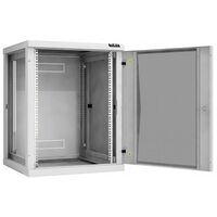Шкафы и стойки: Настенный разборный шкаф TLK TWC-156060-R-G-GY 19", 15U, стеклянная дверь, Ш600хВ770хГ600мм, 2 пары монтажных направляющих, серый фотографии