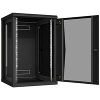 Шкафы и стойки: Настенный разборный шкаф TLK TWC-186060-R-G-BK 19", 18U, стеклянная дверь, Ш600хВ904хГ600мм, 2 пары монтажных направляющих, черный фотографии