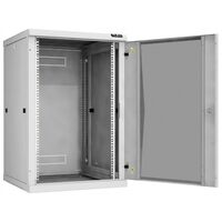 Шкафы и стойки: Настенный разборный шкаф TLK TWC-186060-R-G-GY 19", 18U, стеклянная дверь, Ш600хВ904хГ600мм, 2 пары монтажных направляющих, серый фотографии