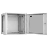 Шкафы и стойки: Настенный разборный шкаф TLK TWI-126045-R-G-GY 19", 12U, стеклянная дверь, Ш600хВ569хГ450мм, 1 пара монтажных направляющих, серый фотографии