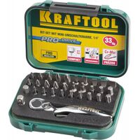 Наборы оснастки: Набор бит с мини трещоткой KRAFTOOL EXPERT 26157-H33 1/4", 33 предмета фотографии