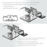 Перфорированный крепеж: Крепеж с шипами и дистанциром для террасной доски Зубр 30701 Союз 80 шт [30701] фотографии