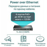 Коммутаторы, маршрутизаторы, межсетевые экраны: Коммутатор TP-Link TL-SG1210MPE 2UTP 1000Mbps+8UTP 1000Mbps PoE+ фотографии