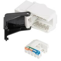 Коммутационные розетки: Модуль-вставка Nikomax NMC-KJUD2-NT-WT типа Keystone, Кат.5е (Класс D), 100МГц, RJ45/8P8C, самозажимной, T568A/B, неэкранированный, белый фотографии