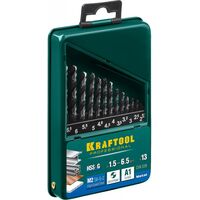 Буры, пики, коронки, сверла: Набор сверл по металлу KRAFTOOL HSS-G 13шт (1.5-6.5мм) сталь М2 (S6-5-2) [29651-H13] фотографии