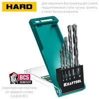 Наборы оснастки: Набор сверл по твёрдым материалам KRAFTOOL Hard 5 шт 4-5-6-8-10 мм [29177-H5] фотографии