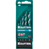 Наборы оснастки: Набор сверл по керамограниту KRAFTOOL Keramo 5 шт 4-5-6-8-10 мм, с твердосплавной пластиной [29175-H5] фотографии