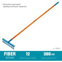 Грабли: Садовые грабли GRINDA PROLine PR-12T FIBER 380 х 100 х 1530 мм, 12 витых зубцов, углеродистая сталь, фибергласовый черенок [39654] фотографии