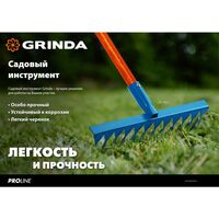 Грабли: Садовые грабли GRINDA PROLine PS-12 WOOD 370 х 105 х 1300 мм, 12 витых зубцов, нержавеющая сталь, деревянный черенок [39481-12] фотографии