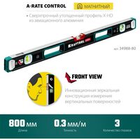 Сверхпрочный магнитный уровень KRAFTOOL A-RATE CONTROL 800 мм точность 0.3 мм/м, с зеркальным глазком [34988-80] фотографии
