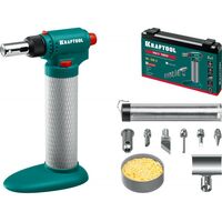 Газовый паяльник KRAFTOOL Multi torch 30 - 150 Вт 1300°С, набор 8 в 1: горелка, фен, пьезоподжиг [55506-H8] фотографии