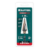 Сверло ступенчатое KRAFTOOL COBALT 4-20мм 9 ступеней, азотирование, винтовая спираль [29691-4-20-9] фотографии