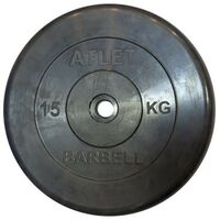 Диски d 25: Диск обрезиненный MB BARBELL MB-AtletB26-15 чёрного цвета, 26 мм, 15 кг фотографии