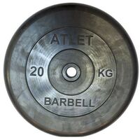 Диски d 25: Диск обрезиненный MB BARBELL MB-AtletB26-20 чёрного цвета, 26 мм, 20 кг фотографии