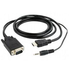 Кабель HDMI-VGA Cablexpert A-HDMI-VGA-03-6 19M/15M + 3.5Jack, 1.8м, черный, позол.разъемы, пакет фотографии