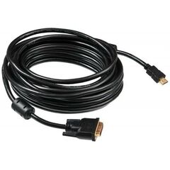 Шлейфы, кабели, удлинители: Кабель BURO HDMI-19M-DVI-D-10M HDMI (m) - DVI-D (m) 10м феррит.кольца черный фотографии