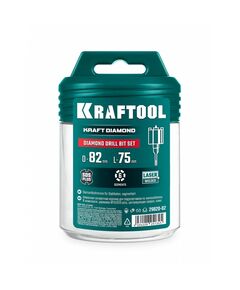 Алмазная коронка для подрозетников KRAFTOOL DIAMOND d 82 мм М16, рабочая глубина 75 мм, лазерная сварка [29820-82] фотографии