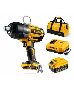 Бесщеточный ударный гайковерт STEHER CWB-1000-41 20 В, 1000 Н·м, 1 АКБ LMS (4 А·ч), сумка фотографии