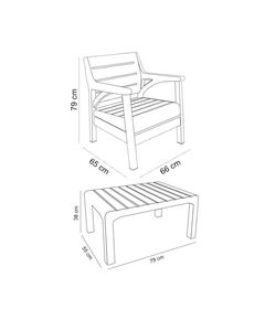 Набор садовой мебели «Барселона», 2 кресла, стол, серый фотографии