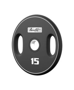 Олимпийский полиуретановый диск AeroFit 15 кг, черный, с 2-мя хватами [AFPUPLB15] фотографии